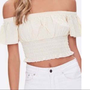 Forever 21 striped Off-the-shoulder Crop top